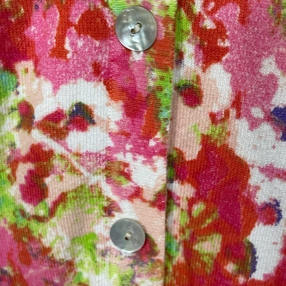 ORVIS Bright Floral Watercolor Button Front Cardigan, Small - Picture 4 of 5